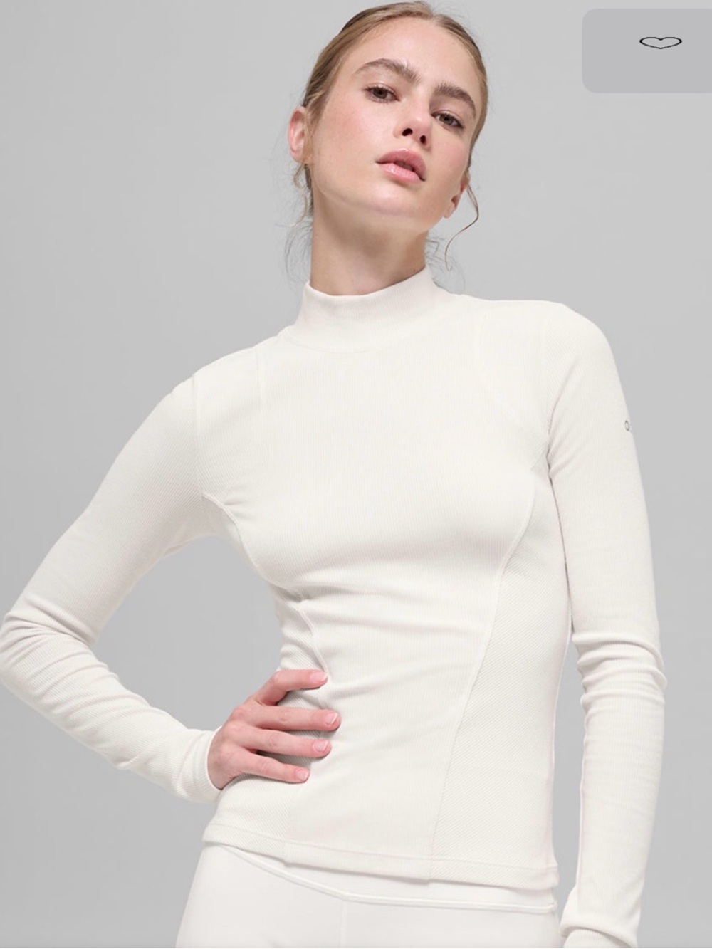 ALO Ribbed Mesmerize Mock Neck Long Sleeve - Ivory Size M